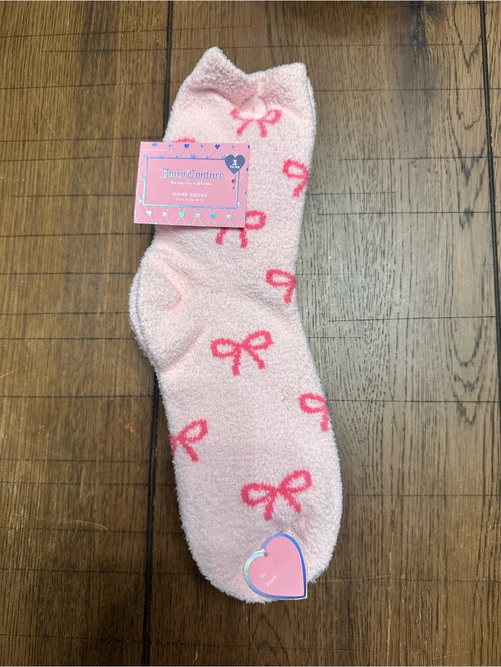 NWT Juicy Couture Coquette Pink Bow Soft Fuzzy Socks Set Women’s